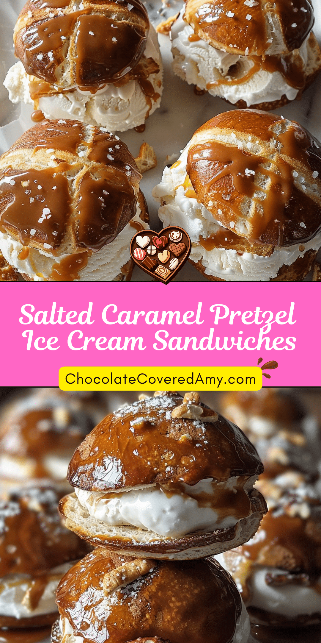 Salted Caramel Pretzel Ice Cream Sandwiches