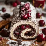 Chocolate Cherry Roll with Rum Cream