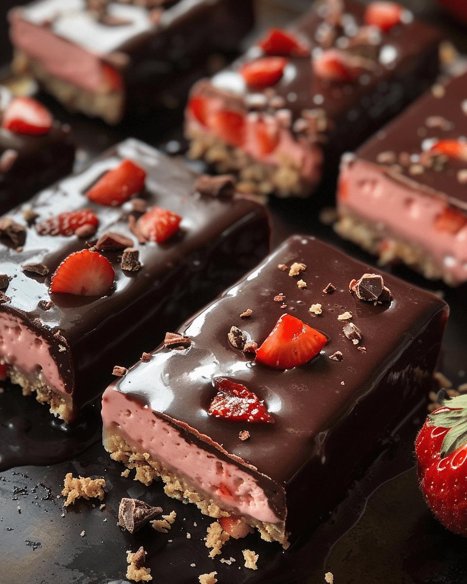 Chocolate Covered Strawberry Ice Cream Bars