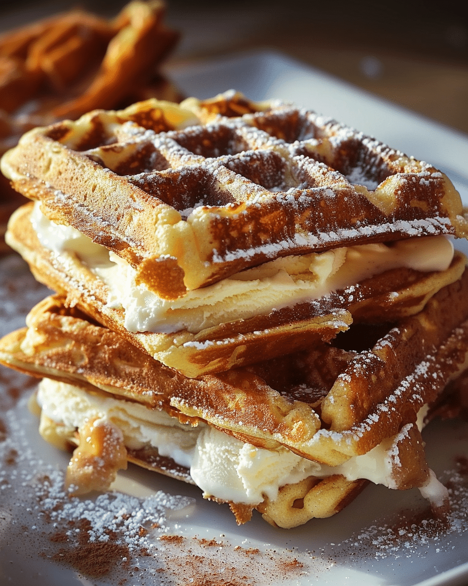 Churro Waffle Ice Cream Sandwiches