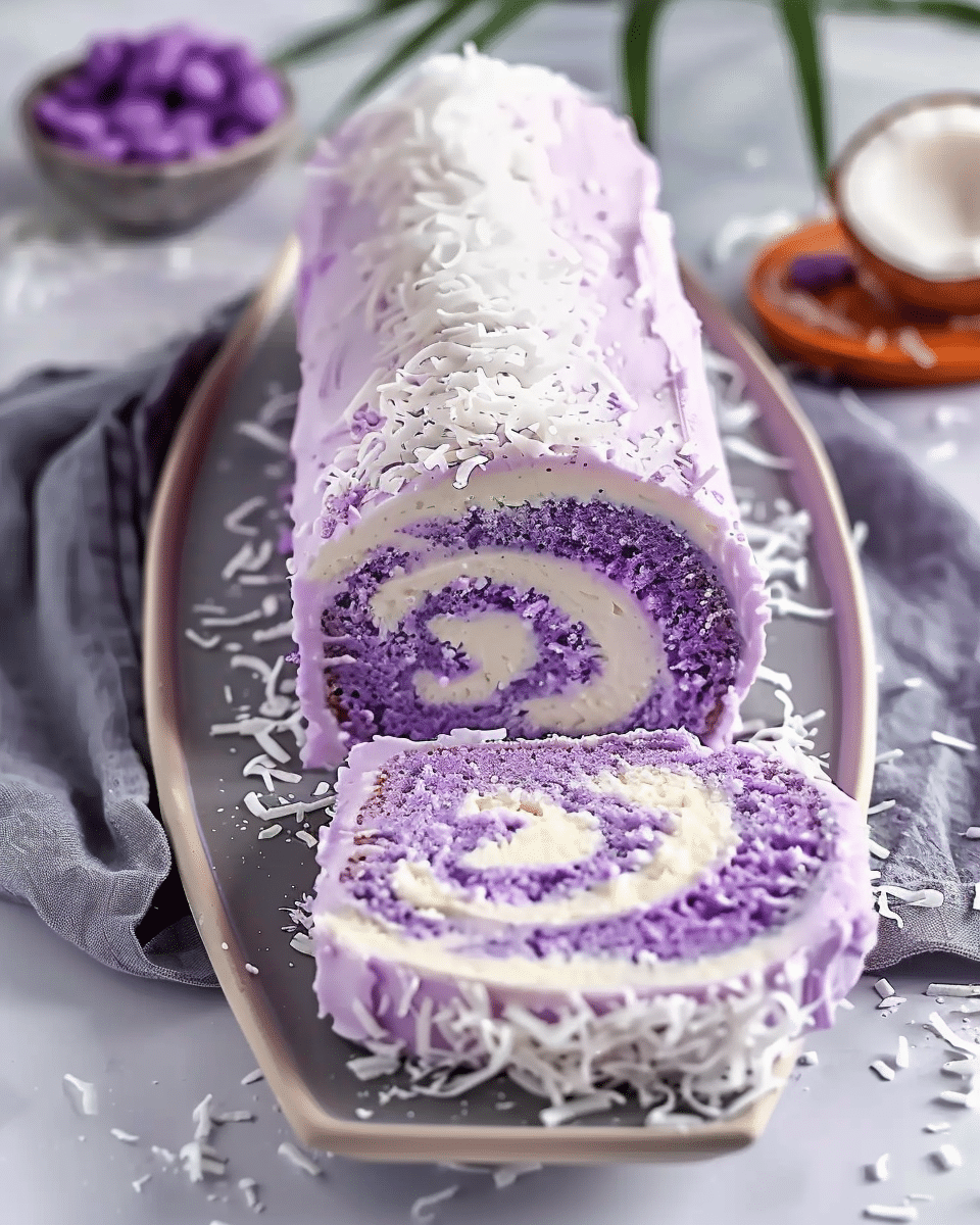 Coconut Purple Cake Roll