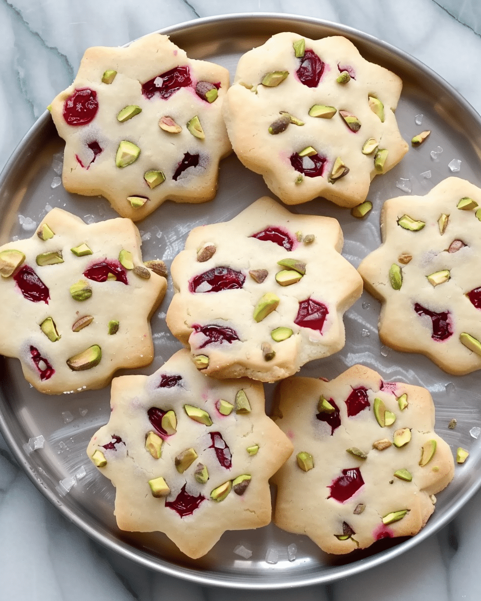 Cranberry Pistachio Shortbread Cookies