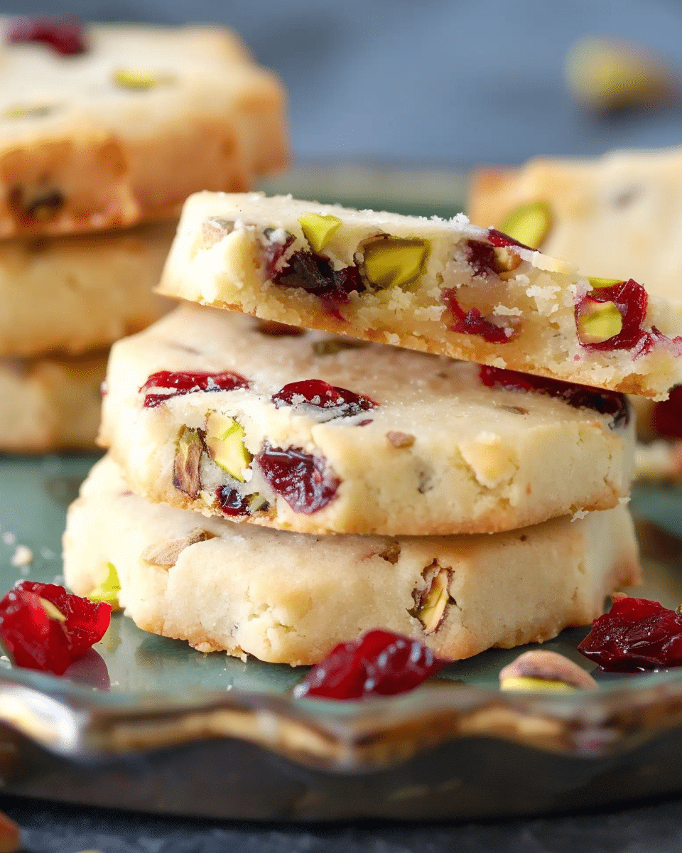 Cranberry Pistachio Shortbread Cookies