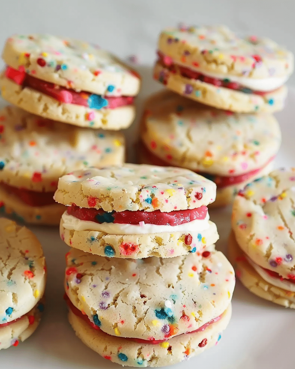Funfetti Shortbread Sandwich Cookies with Frosting