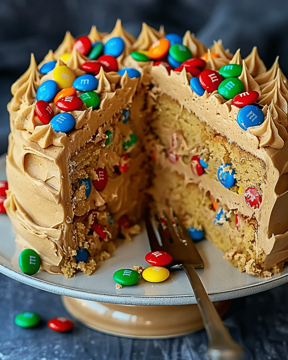 M&M's Peanut Butter Cake with Peanut Butter Frosting