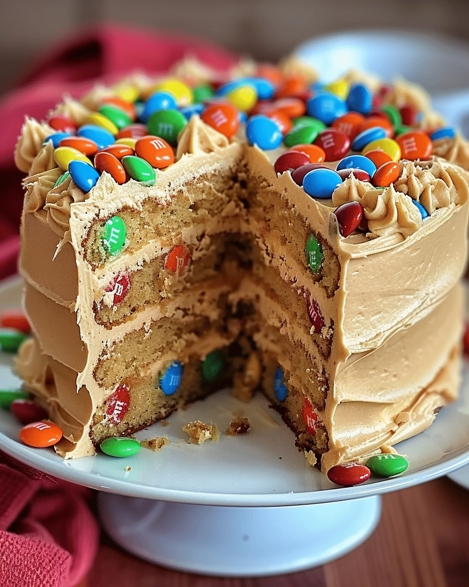 M&M's Peanut Butter Cake with Peanut Butter Frosting