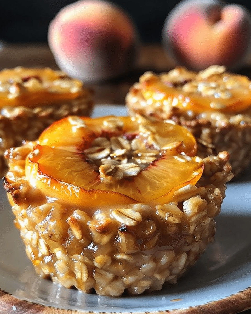 Peach Pie Protein Oatmeal Cups