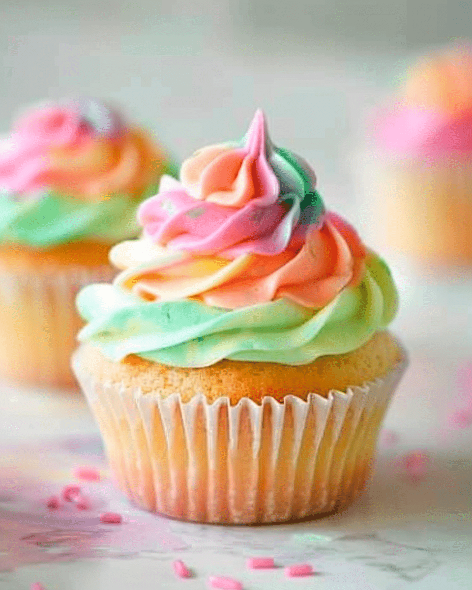 Rainbow Sherbet Cupcakes
