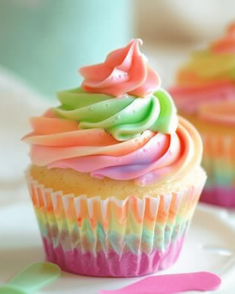 Rainbow Sherbet Cupcakes