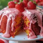 Strawberry Honeybun Cake with Creamy Strawberry Icing