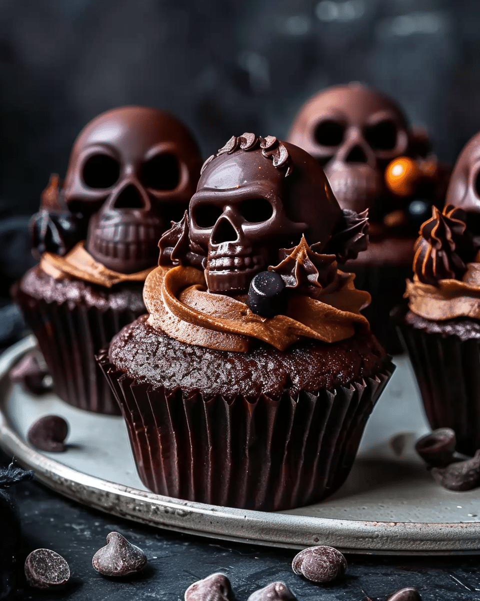 Vegan Halloween Cupcakes with Chocolate Skulls – Spooky & Delicious Treats