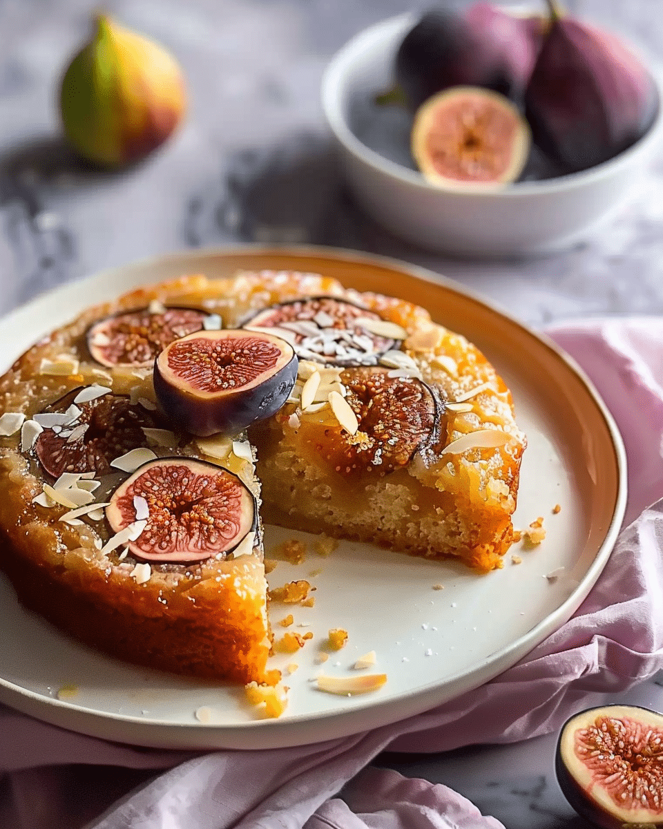 Buttery Upside Down Almond Fig Cake
