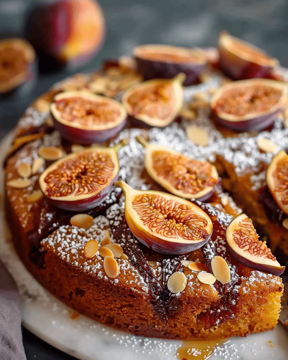 Buttery Upside Down Almond Fig Cake