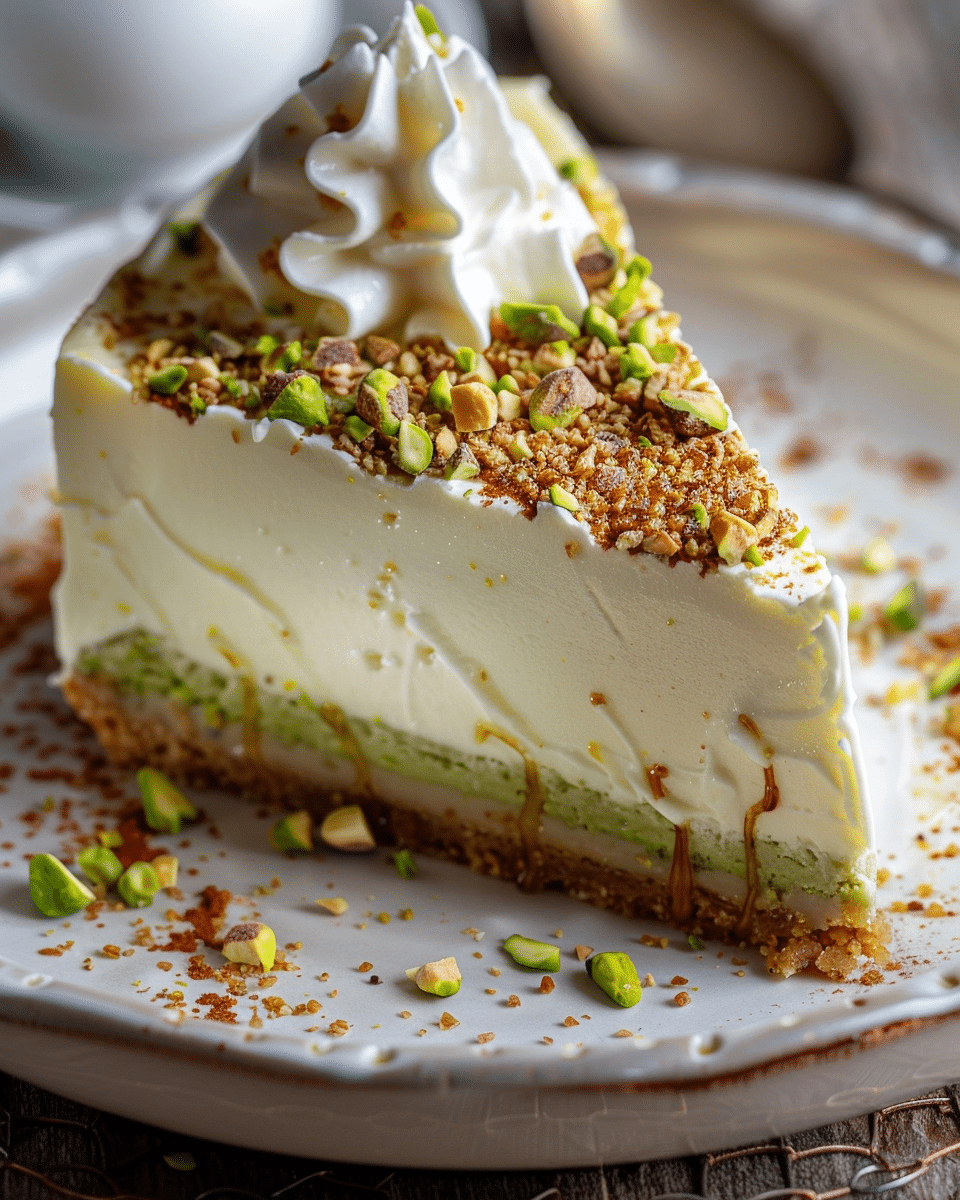 Heavenly Pistachio White Chocolate Cheesecake