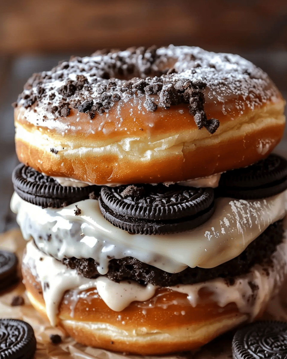 Oreo Cheesecake Stuffed Donut Burger