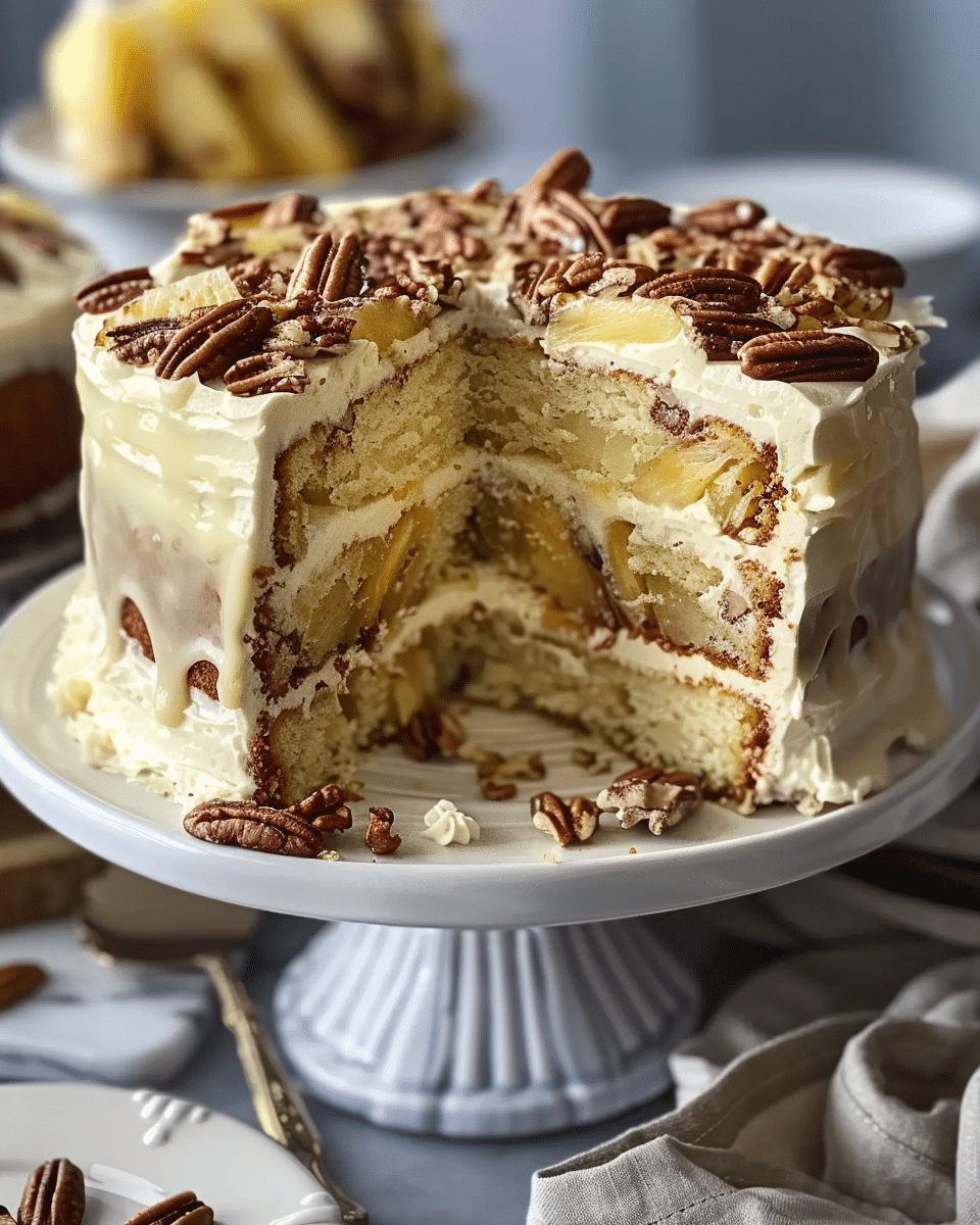 Southern Creamy Pineapple Pecan Cake