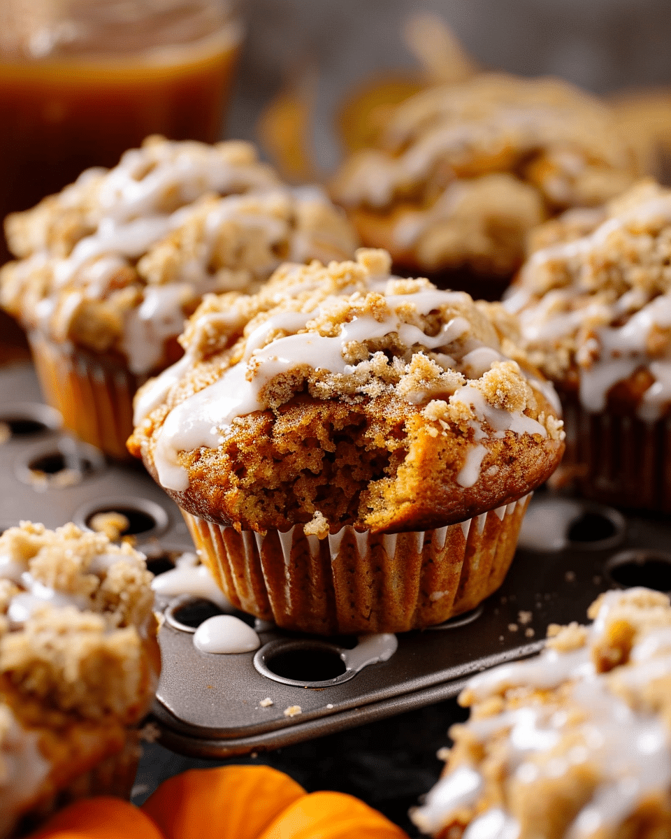 Pumpkin Streusel Muffins with Maple Glaze