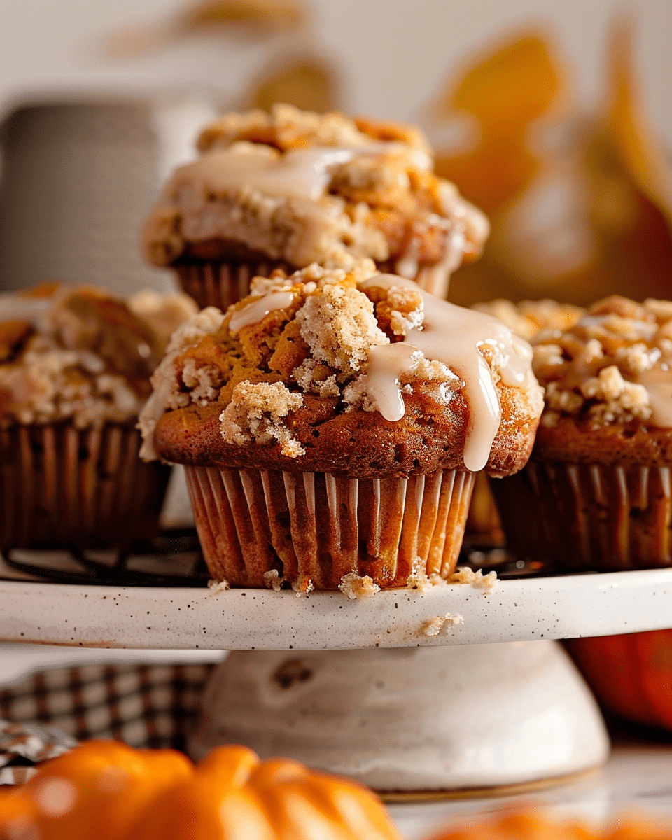 Pumpkin Streusel Muffins with Maple Glaze