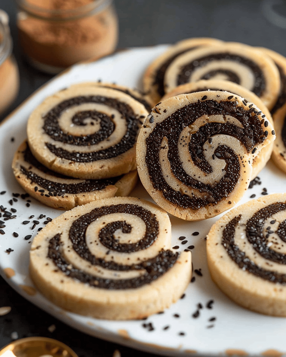 Black Sesame–Espresso Pinwheel Shortbread Cookies
