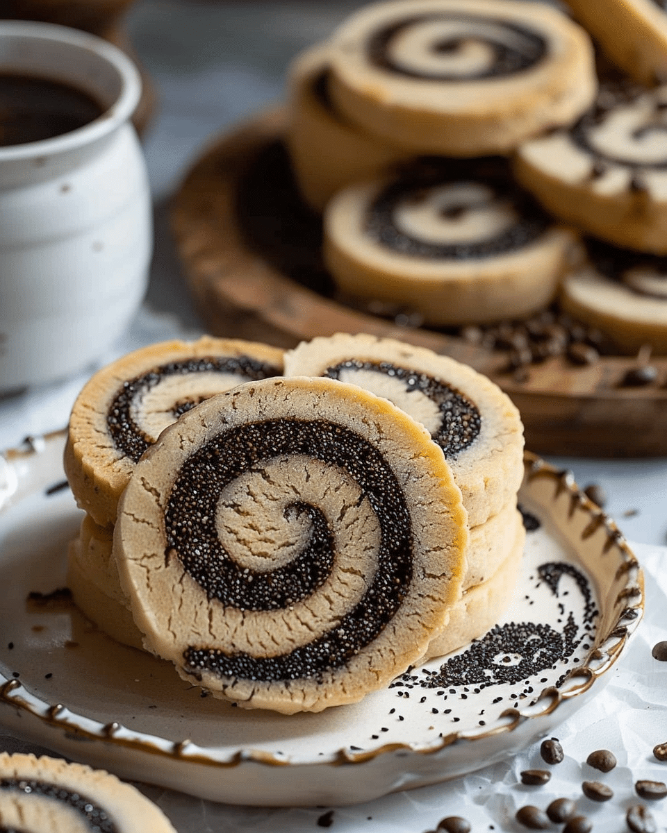 Black Sesame–Espresso Pinwheel Shortbread Cookies