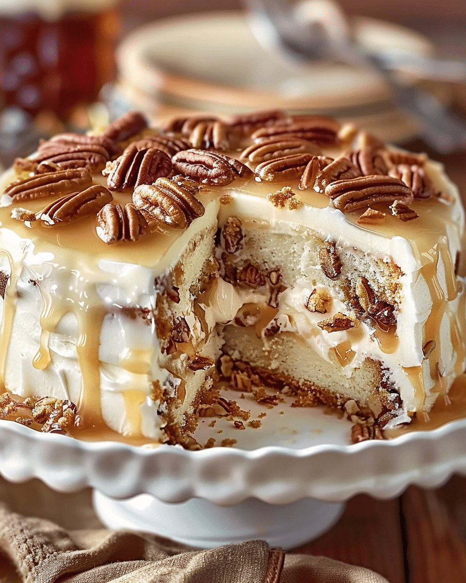 Butter Pecan Praline Poke Cake