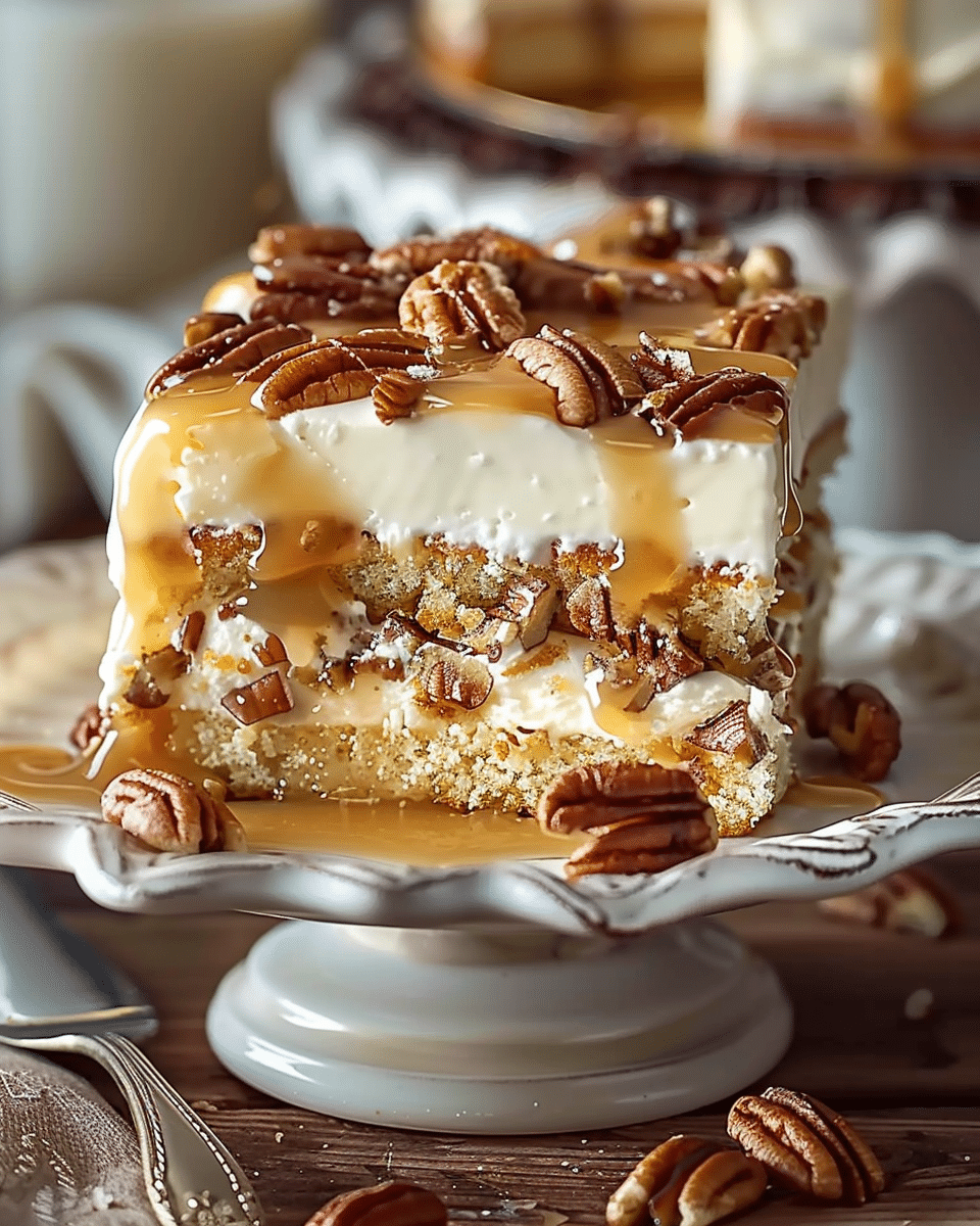 Butter Pecan Praline Poke Cake
