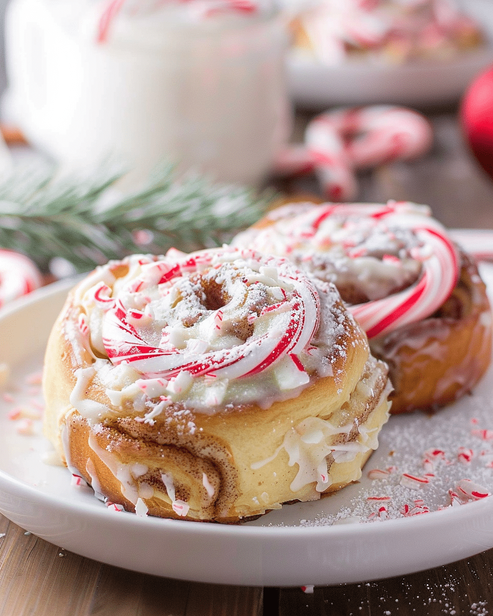 Candy Cane Cinnamon Rolls