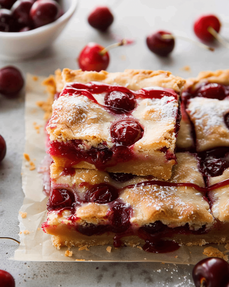 Cherry Pie Bars with Almond Glaze