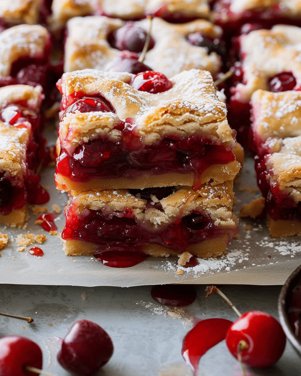 Cherry Pie Bars with Almond Glaze