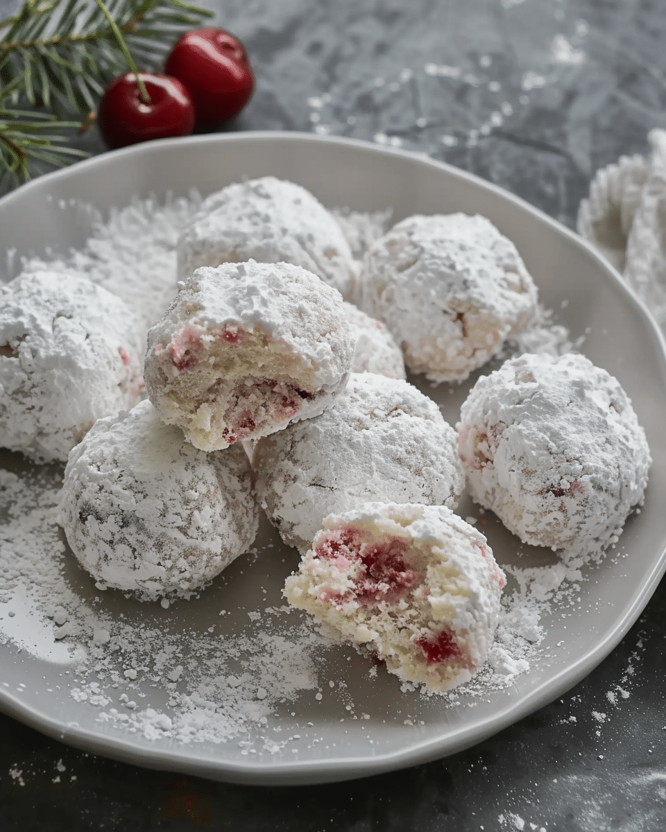 Cherry Snowball Cookies
