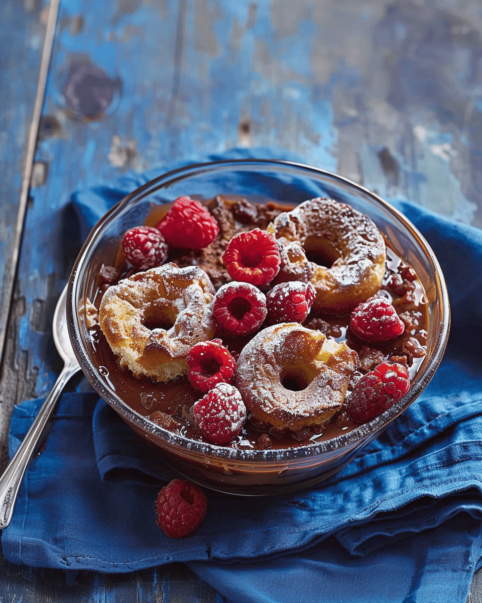 Choc-Raspberry Doughnut Pudding