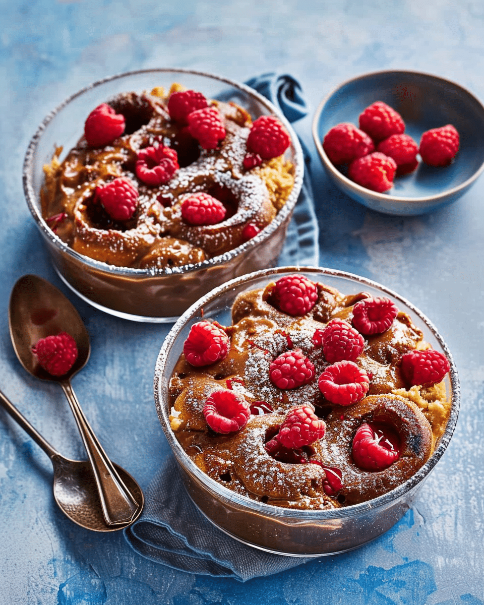 Choc-Raspberry Doughnut Pudding