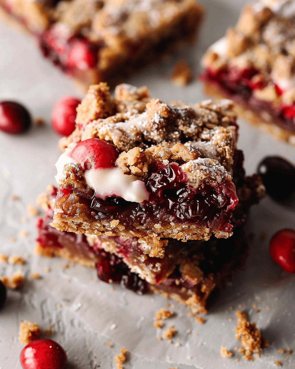 Cranberry Gingerbread Crumb Bars