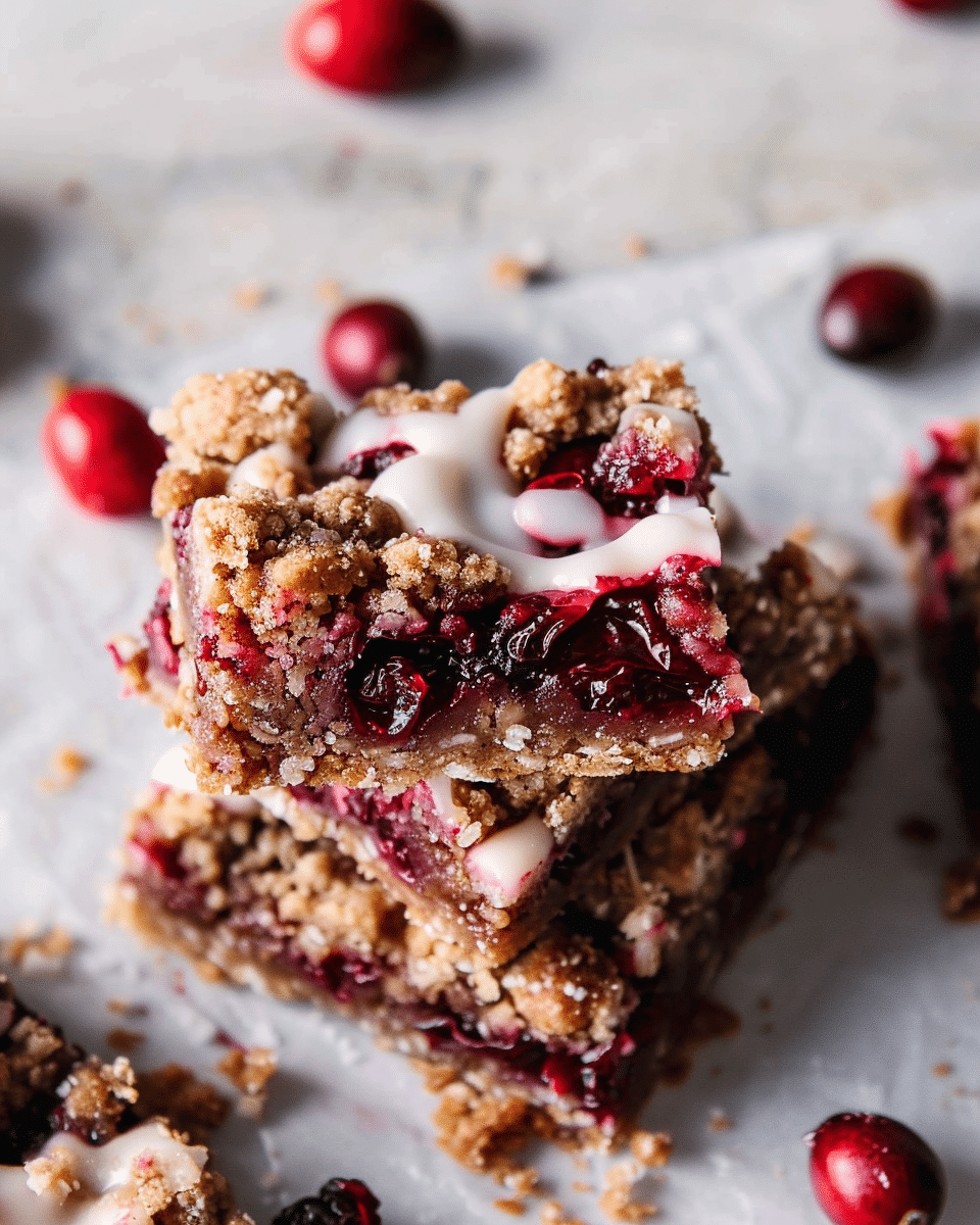 Cranberry Gingerbread Crumb Bars