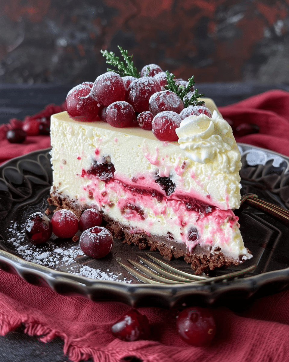Cranberry White Chocolate Mousse Cheesecake