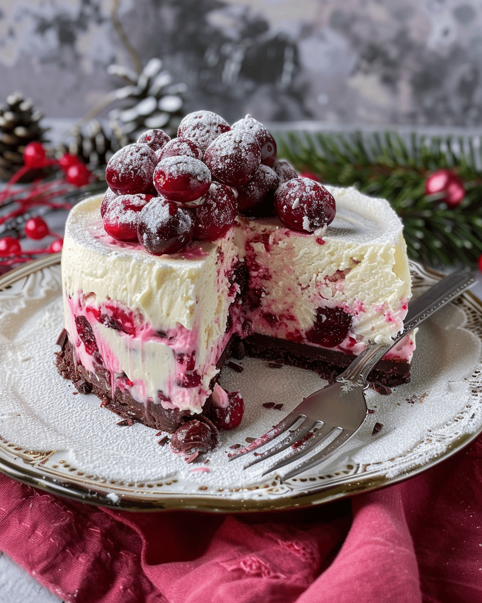 Cranberry White Chocolate Mousse Cheesecake