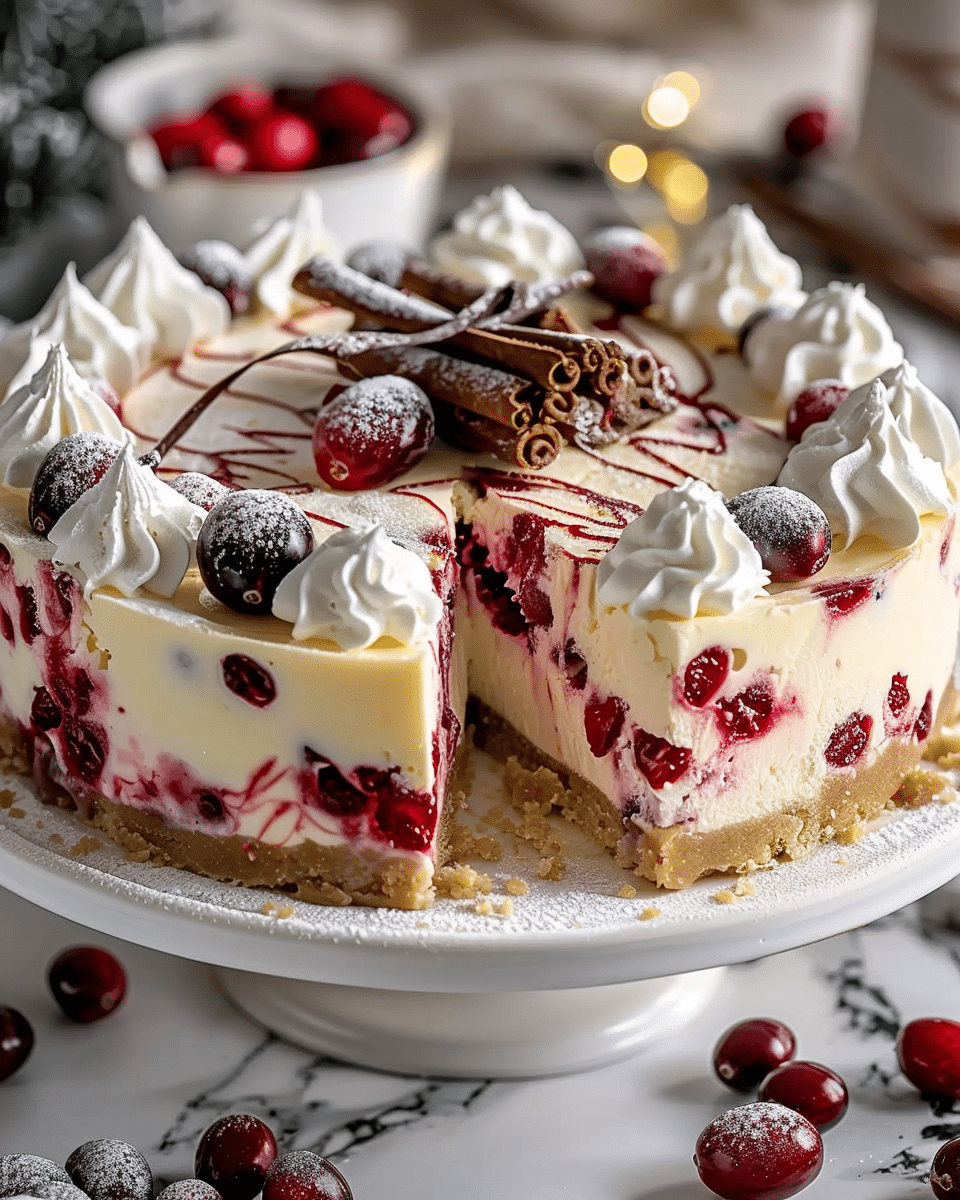 Cranberry and White Chocolate Cheesecake