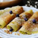 Delicious Coconut Pandan Crepes with Creamy Coconut Bliss