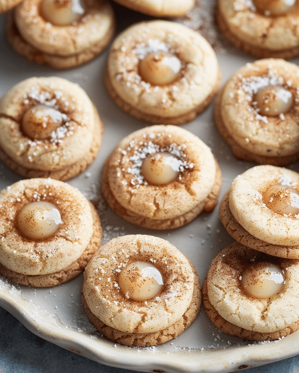 Eggnog Snickerdoodle Thumbprint Cookies