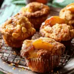 Jumbo Caramel Peach Cobbler Muffins