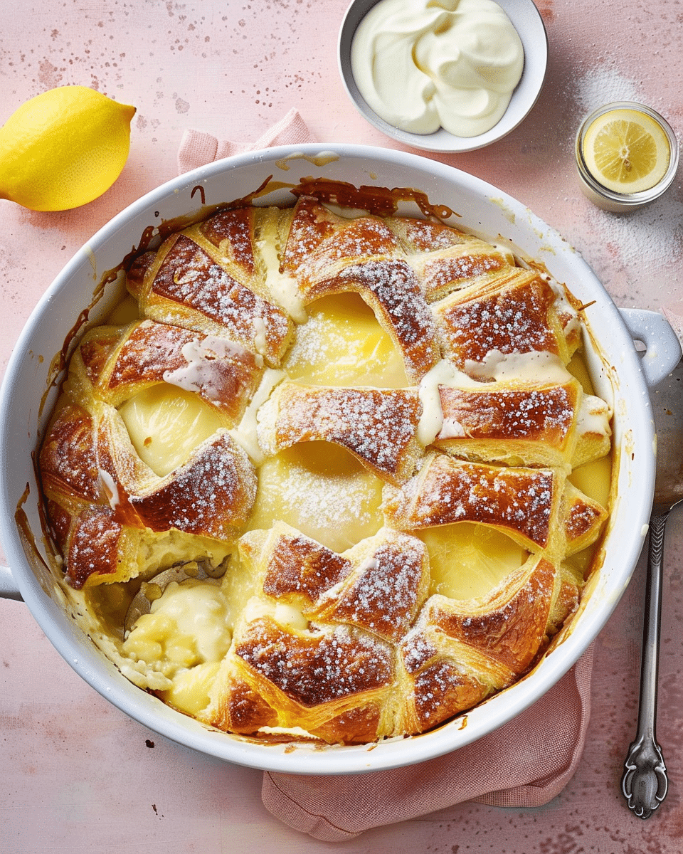 Lemon and Custard Croissant Pudding