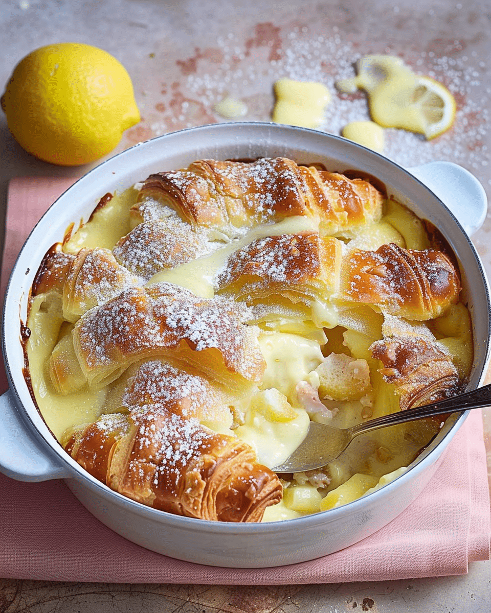 Lemon and Custard Croissant Pudding