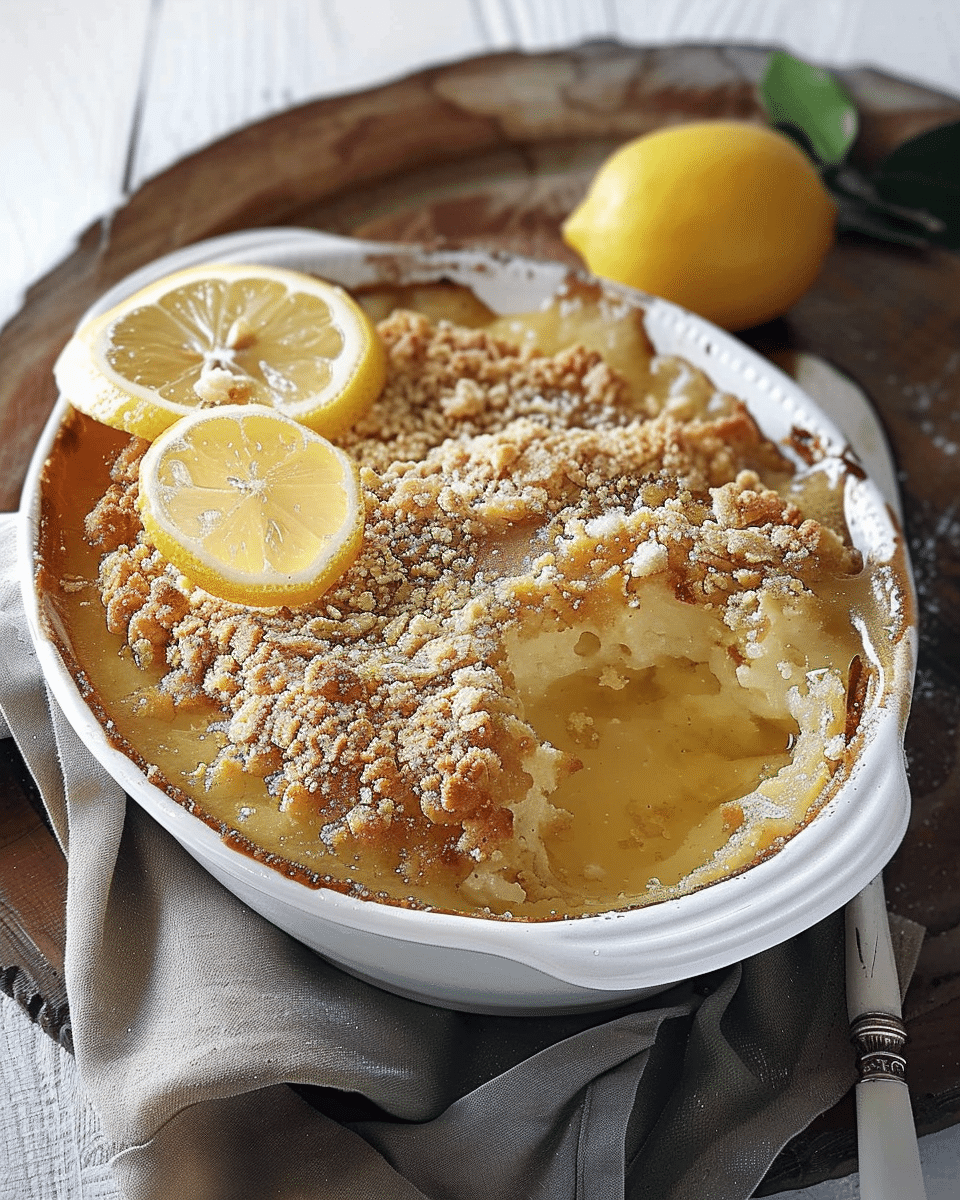 Lemon Curd Crumble Pudding