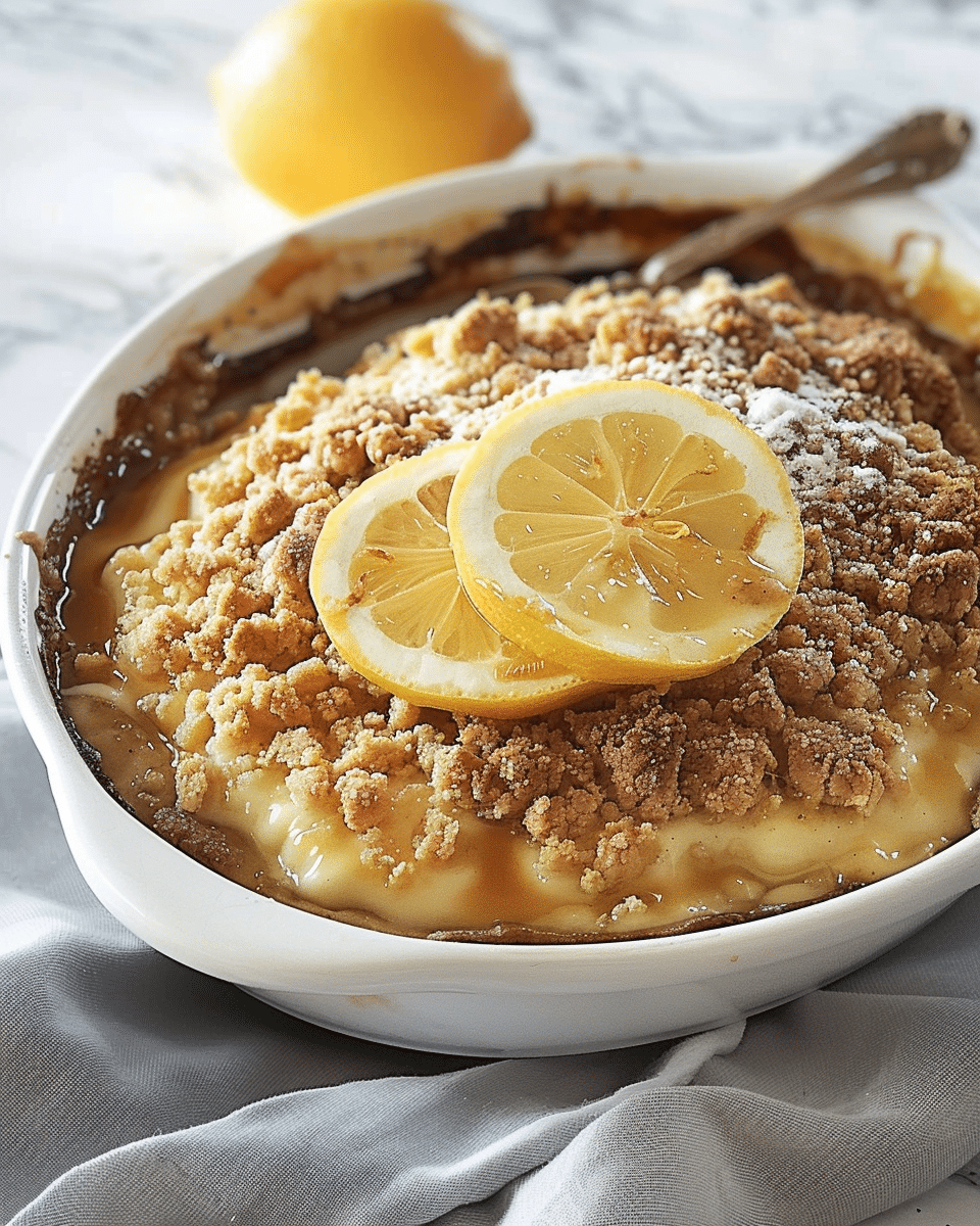 Lemon Curd Crumble Pudding
