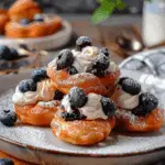 Papanasi: Romanian Sweet Cheese Donuts with Blueberries & Cream