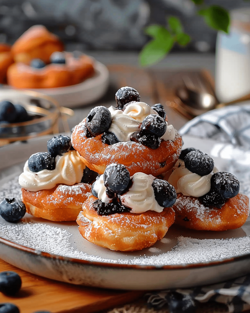 Papanasi: Romanian Sweet Cheese Donuts with Blueberries & Cream