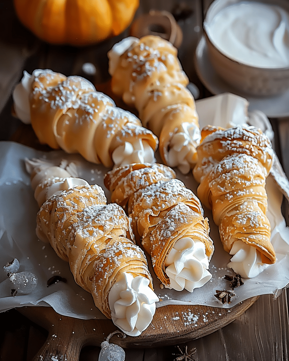 Pumpkin Cream Cheese Filled Cream Horns for a Cozy Fall Treat