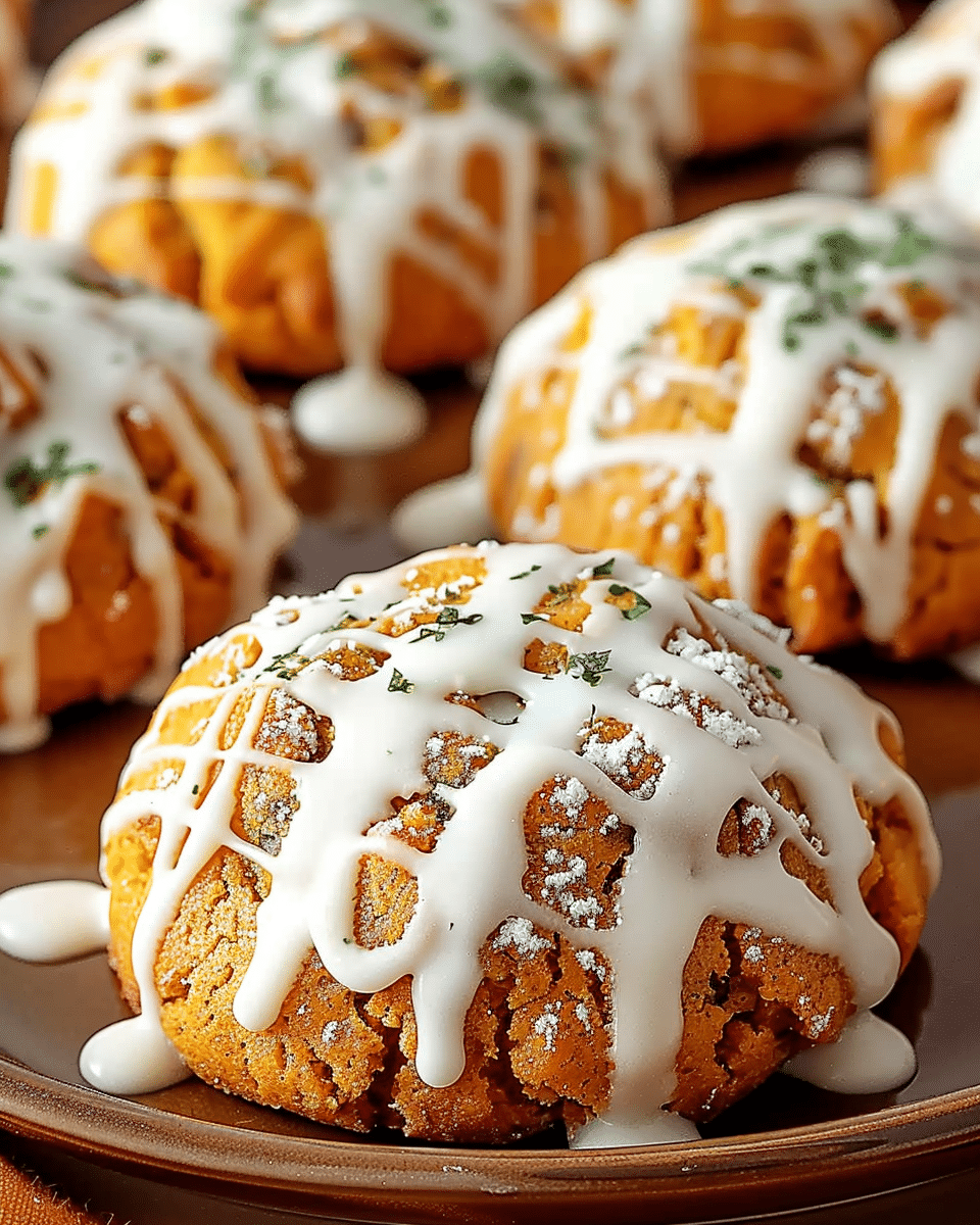 Soft & Spicy Pumpkin Delight Cookies with Cream Cheese Glaze