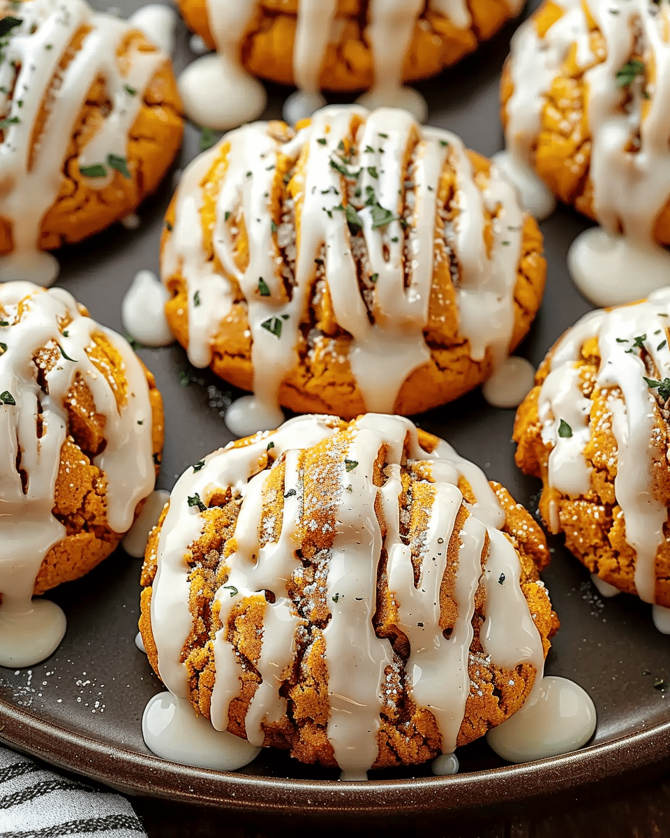 Soft & Spicy Pumpkin Delight Cookies with Cream Cheese Glaze