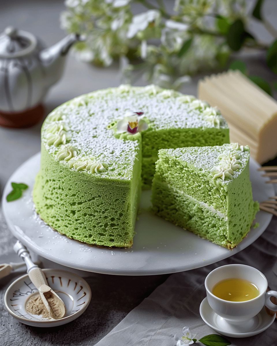 Steamed Pandan Sponge Cake